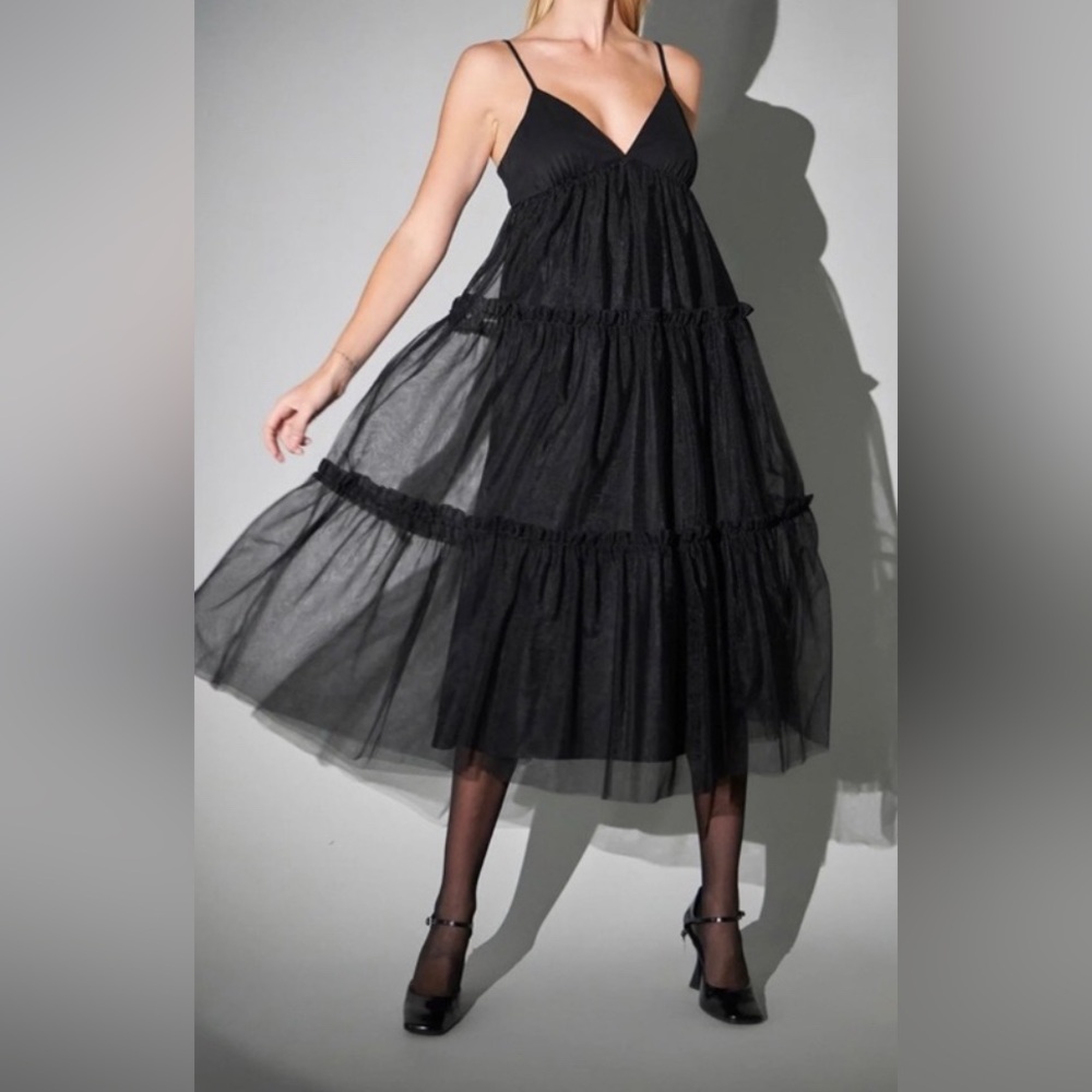 English Factory TULLE CONTRAST MIDI DRESS NWTs
